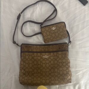 Coach Brown Crossbody Bag and Wristlet Set